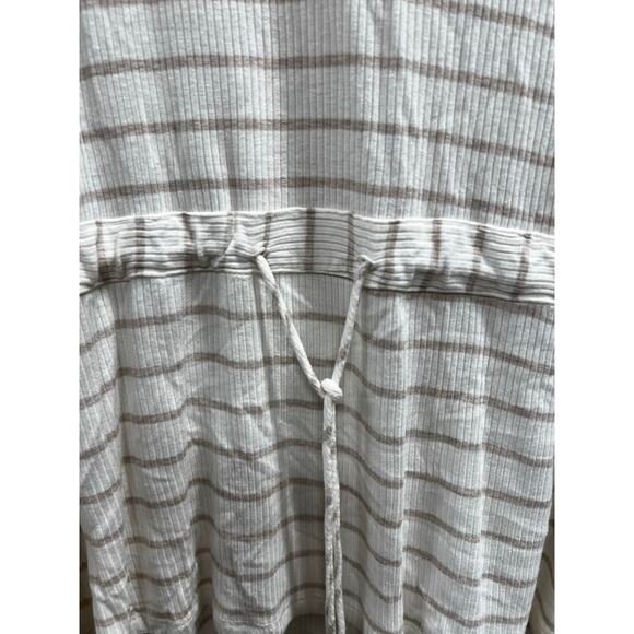 SWEET GRAY tan white Jersey knit national striped check blouse weekend sz L - Picture 4 of 8